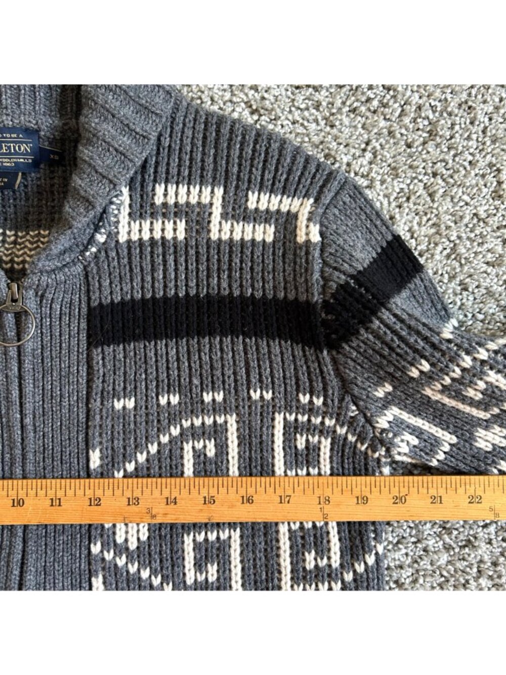 Pendleton Men's Sz XS Geometric Lambswool Zip Cardigan Sweater - Picture 8 of 9